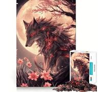 Puzzle de 1000 pièces Loup Noir Style Anime,découpe précise,Jeu Stimulant l'esprit,Facile à Jouer,Cadeau d'anniversaire idéal (50x75cm)