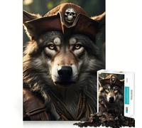 Puzzle de 1000 pièces Loup Pirate Amusant pour Adultes Entraînement Cérébral Découpe de Précision Bords Lisse Activité Absorbante pour des Soirées Calmes (38x26cm)