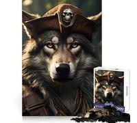 Puzzle de 1000 pièces Loup Pirate Amusant pour Adultes Réflexion, Entraînement, Évasion sereine, Bords définis, Cadeau créatif (50x75cm)