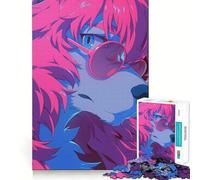 Puzzle de 1000 pièces Loup Rose avec Lunettes de Soleil pour Adolescents améliore la mémoire, se détend, Bords précis, Cadeau créatif (50x75cm)
