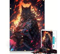 Puzzle de 1000 pièces Loup Samouraï Oni pour Adultes,Jeu Stimulant l'esprit,découpe Laser pour Un Assemblage Parfait,activité Amusante en Famille (38x26cm)