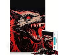 Puzzle de 1000 pièces Loup Sanglant,Jeu d'assemblage précis,Jouet créatif et Amusant,Jeu de Paix,Cadeau de Noël apaisant (38x26cm)