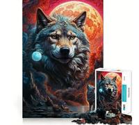 Puzzle de 1000 pièces Loup Solitaire et la Lune mystérieuse pour Adultes Un Jeu de logique Fine, Silencieux et Amusant, aux Bords Nets, Un Cadeau mémorable (38x26cm)