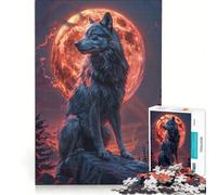 Puzzle de 1000 pièces Loup Solitaire et Lune de Sang Jouet à Monter soi-même défi Difficile avec des pièces de Formes aléatoires Parfaitement emboîtables 38x52cm