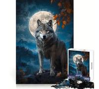 Puzzle de 1000 pièces Loup sous la Pleine Lune pour Adolescents Pensée Claire, Engagement Doux, Assemblage Ferme, Joli Cadeau (38x52cm)
