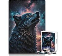 Puzzle de 1000 pièces Loup sous Les étoiles Un Jeu Relaxant pour occuper Son Temps Libre Découpe précise et régulière Dimensions 38x52cm