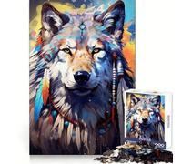 Puzzle de 1000 pièces Loup Spirituel Boho pour Adolescents, activité de réflexion et de détente, Bords de qualité supérieure, Cadeau de Noël Chic (38x52cm)