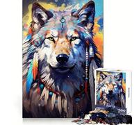 Puzzle de 1000 pièces Loup Spirituel Boho pour Adolescents Stimulation intellectuelle, Divertissement et évasion Bords précis Cadeau d'anniversaire (50x75cm)