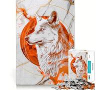 Puzzle de 1000 pièces Loup sur marbre pour Adolescents Jeu de mémoire et de Concentration Qualité Professionnelle Activité de Groupe relaxante en intérieur (38x52cm)