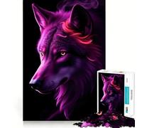Puzzle de 1000 pièces Loup Violet Néon pour Adolescents, Jeu de Réflexion, Activité à la Maison, Bordure Précise, Liste de Souhaits du Père Noël (50x75cm)