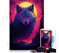 Puzzle de 1000 pièces Loups à l'aquarelle pour Adolescents,Jeu de mémoire Amusant,Composants Robustes et découpés avec précision,Jeu Portable et idéal pour Les Voyages (38x26cm)