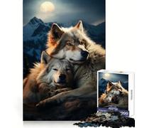 Puzzle de 1000 pièces Loups Amoureux pour Adolescents, activité de Loisirs et d'exercice Intelligent, Assemblage sans Couture, Cadeau d'anniversaire (38x26cm)