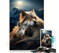 Puzzle de 1000 pièces Loups Amoureux pour Adolescents,Jeu de réflexion,découpe Laser pour Un Assemblage Parfait,activité de Groupe relaxante en intérieur (50x75cm)