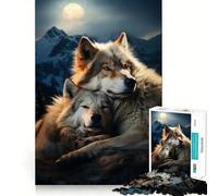 Puzzle de 1000 pièces Loups Amoureux pour Adultes,Jeu de résolution de problèmes,qualité Professionnelle,activité de Groupe relaxante en intérieur (38x52cm)
