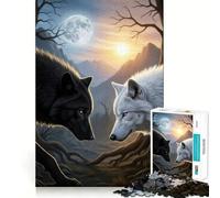 Puzzle de 1000 pièces Loups au Regard Fixe pour Adultes Un Jeu d'enfant pour stimuler l'esprit,des découpes précises,des Bords Lisses et Une activité captivante pour des soirées tranquilles (38x26cm)
