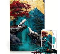 Puzzle de 1000 pièces Loups blancs et cascade Activité ludique et stimulante pour renforcer la concentration Découpe laser pour un assemblage parfait Idéal pour partager un moment convivial en famille