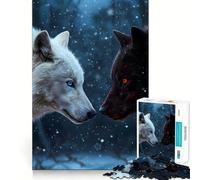Puzzle de 1000 pièces Loups Blancs et Noirs dans la Neige Un Jeu de réflexion et d'adresse,des pièces Bien assemblées et Stables,idéal pour Les Longs Week-Ends (50x75cm)