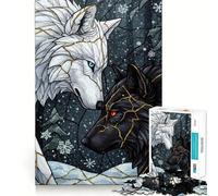 Puzzle de 1000 pièces Loups Blancs et Noirs en Hiver pour Adolescents Un Divertissement Stimulant et ludique,sans Espace,pour des Moments de détente à la Maison (38x52cm)