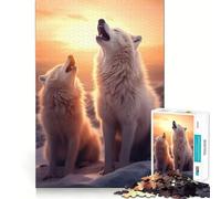 Puzzle de 1000 pièces Loups Blancs hurlants Activité ludique et stimulante pour renforcer Les Liens familiaux Emboîtement Parfait sans espaces (38x26cm)