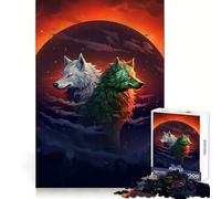 Puzzle de 1000 pièces Loups et éclipse pour Adolescents entraînement à la réflexion, Pleine Conscience, évasion, Bords Nets, Cadeau de Saison (38x26cm)