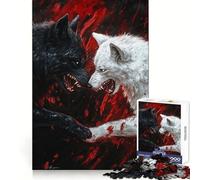 Puzzle de 1000 pièces Loups Noirs et Blancs pour Adolescents, entraînement de la mémoire, évasion paisible, découpe Impeccable, Cadeau d'hiver (50x75cm)