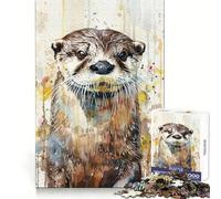 Puzzle de 1000 pièces Loutre Animaux Mignons pour Adultes Développe la Mémoire Loisirs Doux Découpe Ferme Cadeau de Vacances (38x26cm)