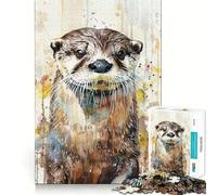 Puzzle de 1000 pièces Loutre Animaux Mignons pour Adultes Développe la Mémoire Loisirs Doux Découpe Ferme Cadeau de Vacances (38x26cm)