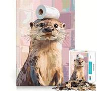 Puzzle de 1000 pièces Loutre avec du Papier Toilette sur la tête, Jouet cognitif pour Adolescents, Passe-Temps Calme, Finition Premium, liste de souhaits du Père Noël (50x75cm)