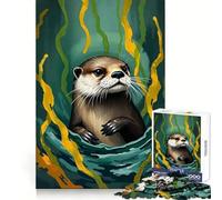 Puzzle de 1000 pièces Loutre dans Les algues pour Adolescents, Jeu de logique et de détente, découpe précise, Cadeau précieux (38x52cm)