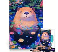Puzzle de 1000 pièces Loutre dans Un étang Fleuri pour Adultes, 50x75cm, idéal pour renforcer Les Liens familiaux et renforcer Les Souvenirs Un Cadeau d'anniversaire Parfait !