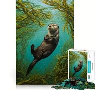 Puzzle de 1000 pièces Loutre dans Une forêt de varech, idéal pour Les Adolescents Jeu intellectuel et Familial de qualité Cadeau élégant (50x75cm)