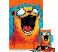 Puzzle de 1000 pièces Loutre de Dessin animé Hurlant de Terreur Pièces nettes et découpées Jeu de développement cognitif Moment de Calme et de Divertissement Décoration de Noël (38x26cm)