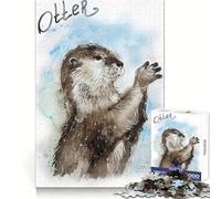Puzzle de 1000 pièces Loutre de mer à l'aquarelle pour Adolescents, Jeu de réflexion apaisant, découpe de qualité supérieure, Cadeau de Noël (38x26cm)