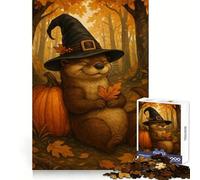 Puzzle de 1000 pièces Loutre sorcière et Citrouille en Automne pour Adolescents, 38x52cm, 1000 pièces, Robuste et logique, Silencieux et aux Bords Nets, Cadeau élégant