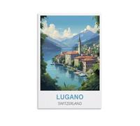 Puzzle de 1000 pièces, Lugano, Suisse, pour Enfants et Adultes, Jeu de Puzzle Amusant à Assembler soi-même, 52 x 38 cm