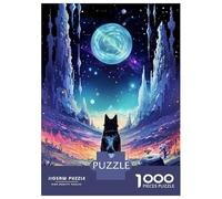 Puzzle De 1000 Pièces Luna Night Wolf Landscape pour Adultes, Jouet, Décoration Murale, Défi Difficile, Idéal comme Cadeau pour Toute La Famille 38x26cm/1000pcs