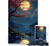Puzzle de 1000 pièces Lune d'automne sur Un lac Tranquille pour Adultes stimulez Votre Esprit, apaisez-Vous et amusez-Vous ! Bords réguliers (50x75cm)