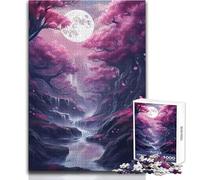 Puzzle de 1000 pièces Lune et Fleurs de Cerisier du Japon pour Adultes:Une activité ludique et Cognitive pour Un Apprentissage harmonieux pour de joyeuses Surprises Dimensions:38x26cm