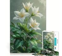 Puzzle de 1000 pièces Lys Blancs avec Gouttes de rosée (50x75cm) Un Jeu Stimulant la réflexion avec des pièces Bien fixées et sans Risque de Perte,idéal pour la Maison