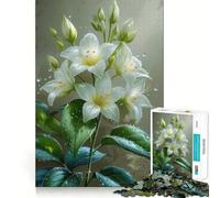 Puzzle de 1000 pièces Lys Blancs avec Gouttes d'eau - Découpe Laser pour Un Assemblage Parfait - Activité de Partage et de Concentration idéale pour Les Proches (38x52cm)