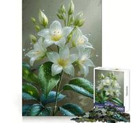 Puzzle de 1000 pièces Lys Blancs avec Gouttes d'eau pour Adolescents, 38x52cm, découpe Impeccable, idéal pour Un Moment de détente et de créativité