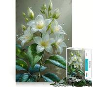 Puzzle de 1000 pièces Lys Blancs avec Gouttes d'eau pour Adolescents,idéal pour développer l'intelligence,Jeu Stimulant,pièces de Taille Uniforme et précises,activité Amusante en Famille (50x75cm)