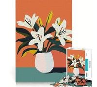 Puzzle de 1000 pièces Lys Blancs dans Un Vase »,Jeu cognitif Amusant,découpe de Haute précision,Cadeau Unique pour soulager Le Stress (38x26cm)