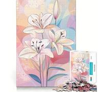 Puzzle de 1000 pièces Lys Blancs sur Fond Abstrait »,50x75cm Un Jeu d'enfant Pièces Robustes et aux découpes nettes Un Moment de détente captivant pour des instants cocooning à la Maison