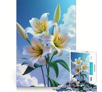 Puzzle de 1000 pièces Lys Blancs sur Un Ciel Nuageux - Jeu de Concentration mentale - Découpe de précision - Bords Lisses - Jeu de Construction de Liens significatifs (38x26cm)