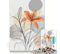 Puzzle de 1000 pièces Lys Orange avec Fond Abstrait, pour Adultes, défi cérébral, Jeu de Loisirs, découpe Nette, Cadeau Exceptionnel (50x75cm)