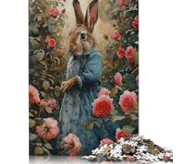 Puzzle de 1000 pièces « Madame Lapin dans Une roseraie » - Puzzle en Carton pour Adultes - Décoration Murale - 38 x 26 cm