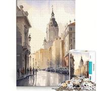 Puzzle de 1000 pièces Madrid Capitale de l'Espagne Jouet éducatif Course de Vitesse Manuelle avec des pièces de Formes aléatoires Parfaitement emboîtables 38x26cm