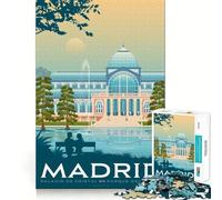 Puzzle de 1000 pièces Madrid Espagne Motif Voyage Découpe précise Jeu de réflexion Intelligent et Relaxant Décoration de Noël (38x52cm)
