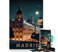 Puzzle de 1000 pièces Madrid Espagne Voyage Précis Jeu de Construction Amusant et Stimulant l'esprit Jeu de Paix et de détente Décoration de Noël (38x26cm)